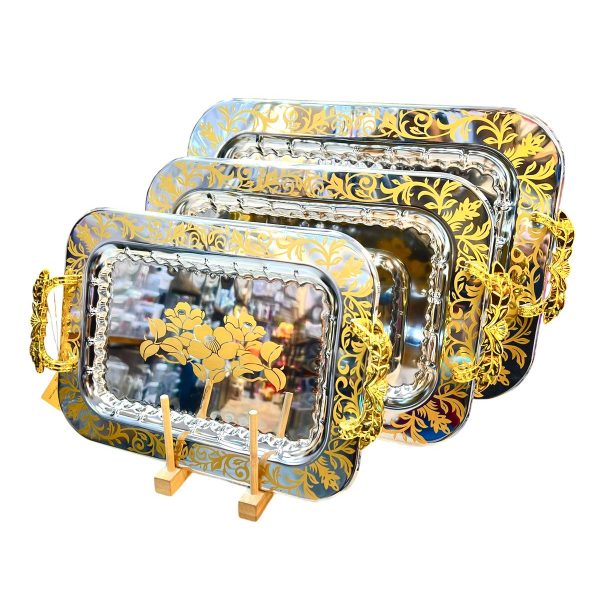 صينية 3 قطع طراز الورد